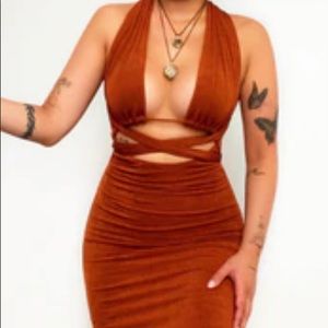 KAMELI Boutique Rust Wrap Top Dress